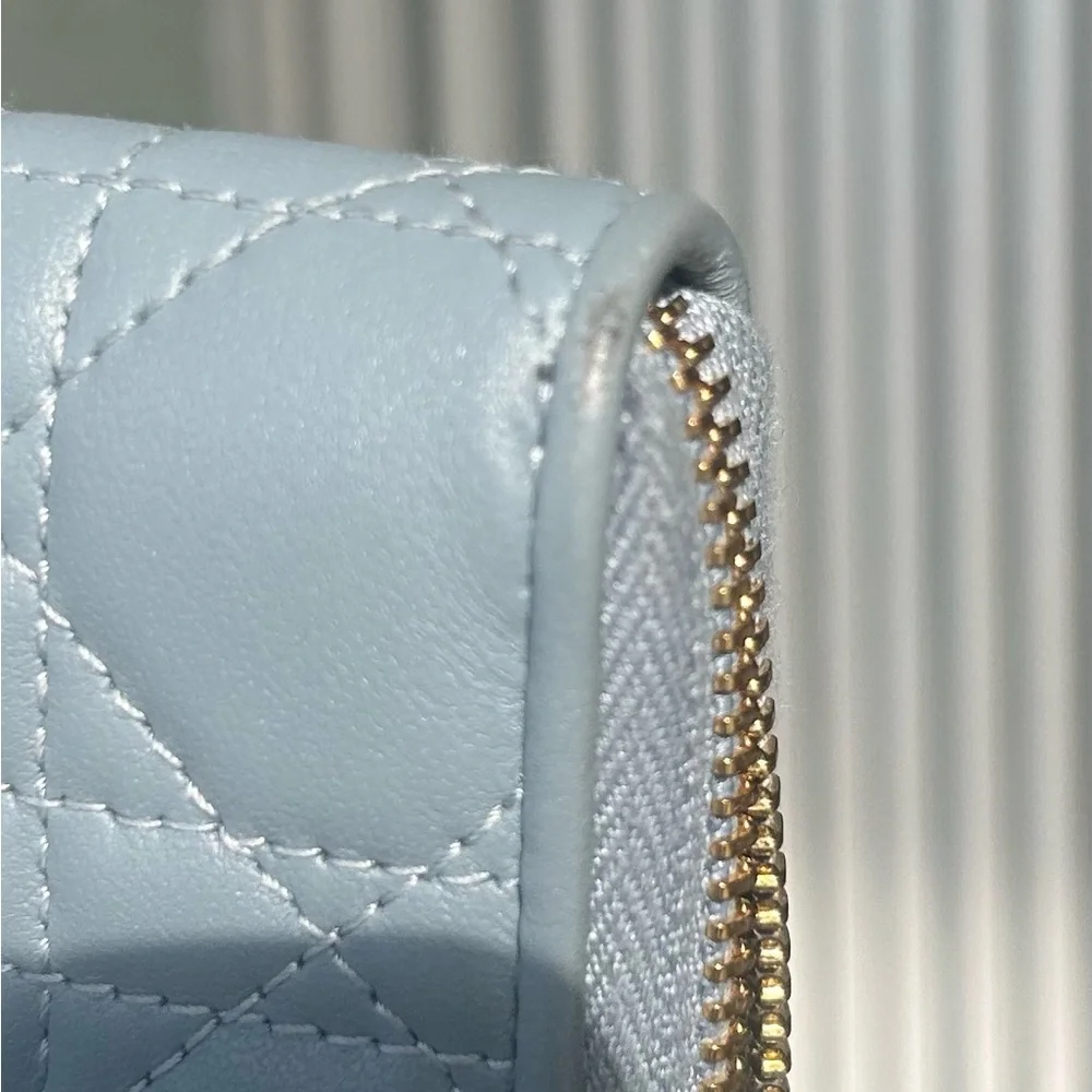 Lady Dior Voyageur Wallet Cloud Blue Cannage Lambskin
